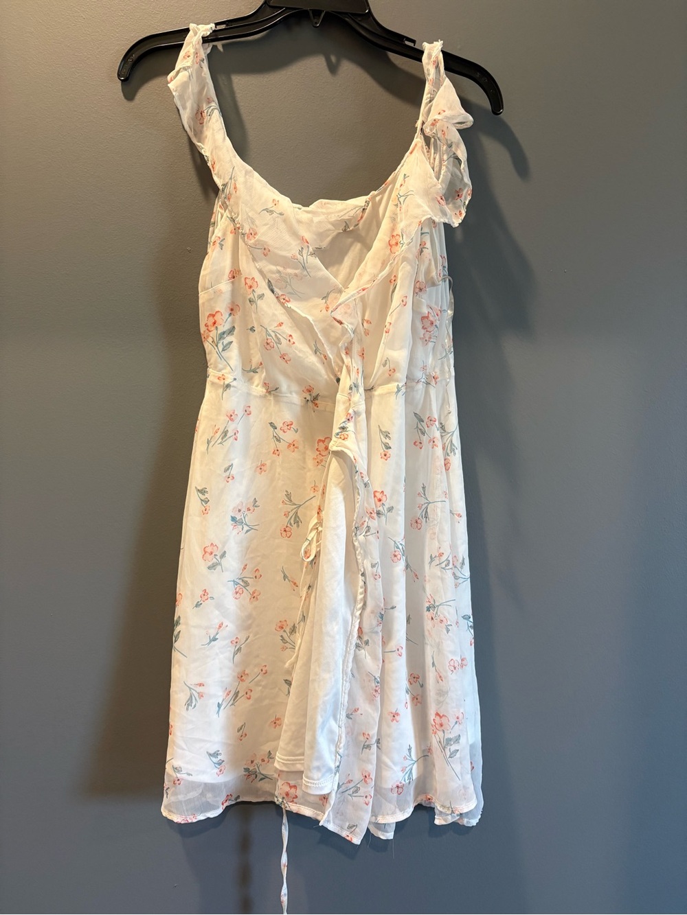 Lush White Floral Wrap Midi Dress with Pink Accents